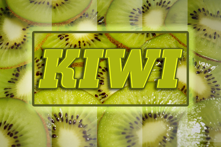 closeup beautiful kiwi background with text kiwiの写真素材