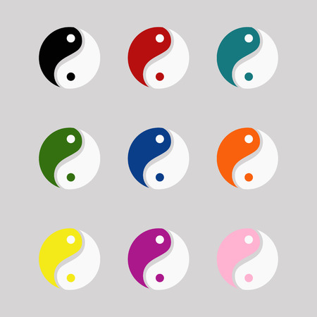 Yin yang symbols set colorful vector icons eps 10のイラスト素材