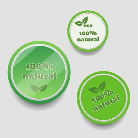 Natural product green circle sticker eps 10 vector illustrationのイラスト素材