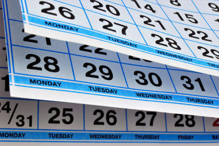 Calendar - a list of days of the year divided into weeks, months and holidays, business planner....