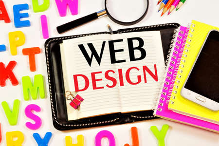 Web design - a text label in the planning Notepad. Design and creation of user interfaces for websites, design of the project, analysis of user requests.の写真素材