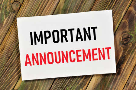 Important announcement. Text caption about significant events that occurred recently. Important news, business information, advertising from magazines and the Internet.の写真素材
