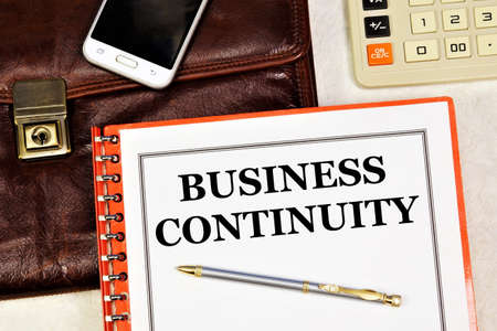 Business continuity. Text label in the planning folder. Achieving goals in the future.の写真素材