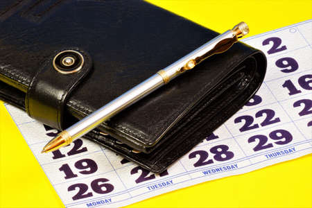 Calendar page, a pen for recording future tasks. To remember your business goals. Plan training,...