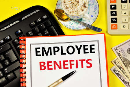 Employee benefits. Test label in the form on the Manager's folder. Privileges, additional rights, remuneration, incentive payments.の写真素材