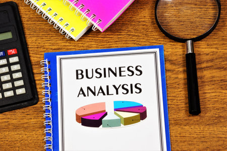 Business analysis. Financial profit strategy chart, successful office work plan, long-term goals, market overview.の写真素材