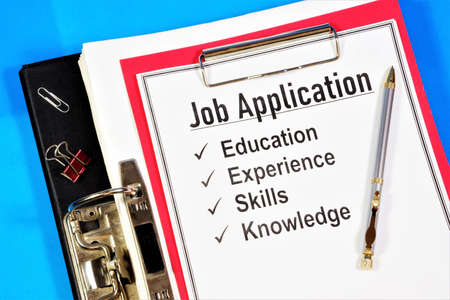 A job application. The text label in the job applicant's document. Summary information - education, experience, skills, knowledge.の写真素材