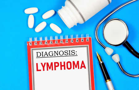 Lymphoma. The inscription of the text of the diagnosis on the form in the medical folder. Medication treatment and procedures.の写真素材