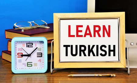 Learn Turkish. A text label in the planning notebook. Learning spelling grammar and conversational practice.の写真素材