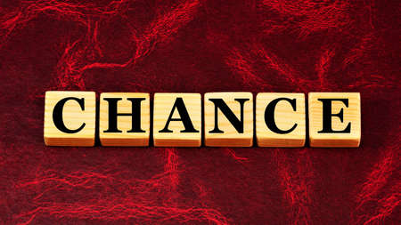 Chance. Text inscription of information on cubes. An opportunity for future success in business and education.の写真素材