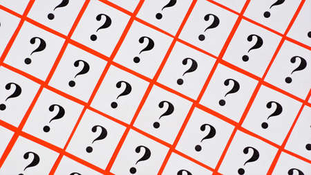 Question marks. An expression of doubt. Evaluation for the purpose of getting an answer, for making a responsible decision or choice.の写真素材