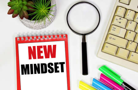 New mindset. The inscription in the planning notebook. Tune in to a positive result based on your...