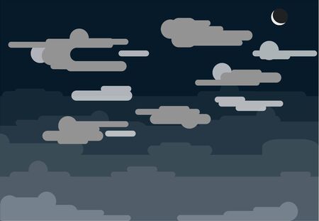 night dark sky with cloudsのイラスト素材