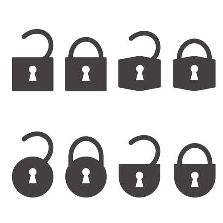 open and closed lock for the door, vector illustrationのイラスト素材