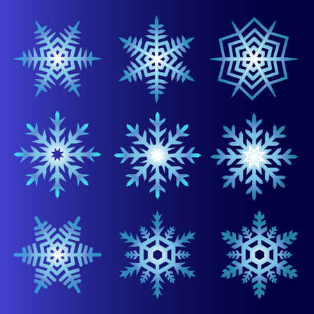 Blue snowflakes on a dark blue background, vector illustrationのイラスト素材