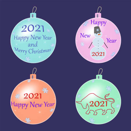 Decoration Christmas tree toy on a dark blue background, vector illustrationのイラスト素材