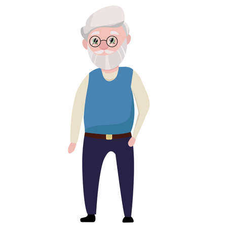 Vector illustration of a cute elderly man. National Grandparents  Dayのイラスト素材