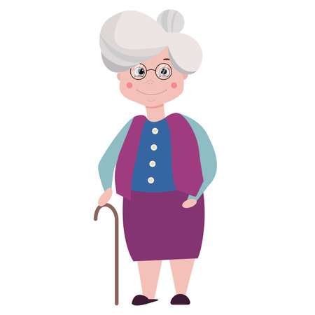 Vector illustration of a cute elderly woman on the National Day of grandparentsのイラスト素材