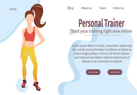 Vector illustration of a landing page layout, sports girl, healthy lifestyleのイラスト素材