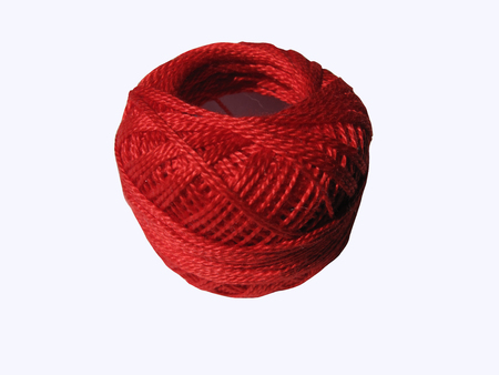 Red thread skein, ball isolated on white background