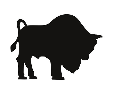 Bison silhouette icon. Isolated on white background. Bison black silhouette shape for logo, emblem, icons, tattoo. ads.のイラスト素材