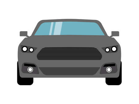 The car in gray color. front view. flat illustration. isolatedのイラスト素材