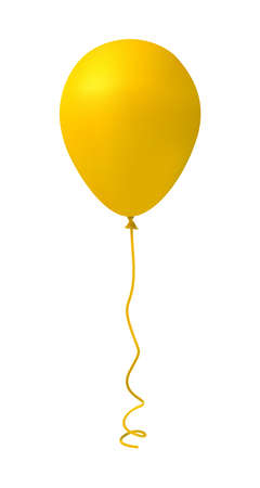 Yellow helium balloon. Realistic style. Beautiful celebration decor. Festive colorful decorative 3d objectのイラスト素材