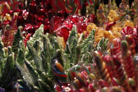 Christmas market with sweets and bright colorsの写真素材