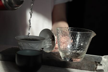 Tea ceremony Tea utensils and sunlightの写真素材