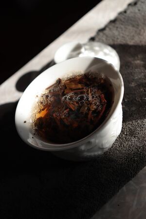 Tea ceremony Tea utensils and sunlightの写真素材