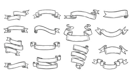 ribbons handdrawn collectionのイラスト素材