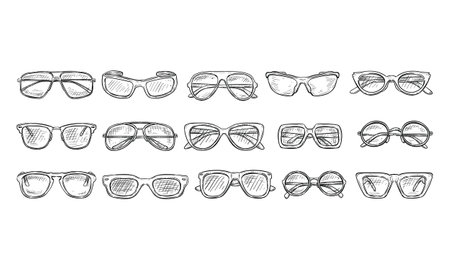 sunglasses handdrawn collectionのイラスト素材