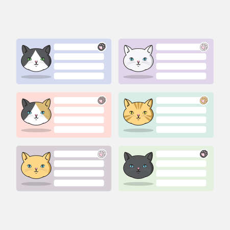Cute Cat Label Name Tags Collectionのイラスト素材