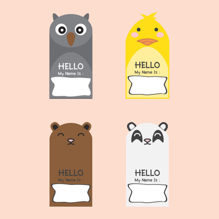 Kindergarten Animal Name Tags Setのイラスト素材