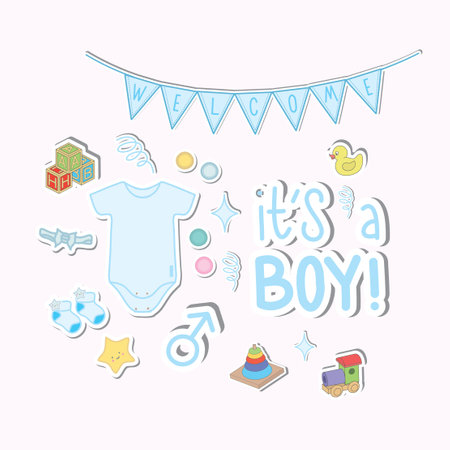 Sticker Collection For Baby Boy Equipmentのイラスト素材