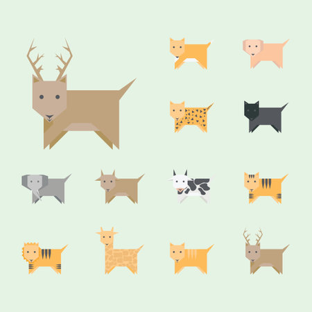 animal kingdom mammal cute flat designのイラスト素材