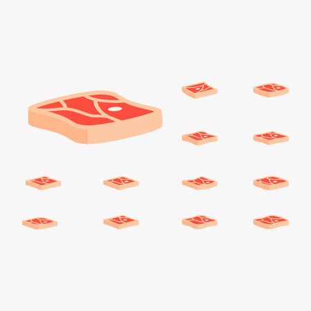 Meat icons set in isometric flat design style. Vector illustration.のイラスト素材