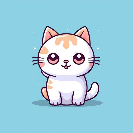 Cute cartoon cat. Vector illustration. Cute kitty.の素材