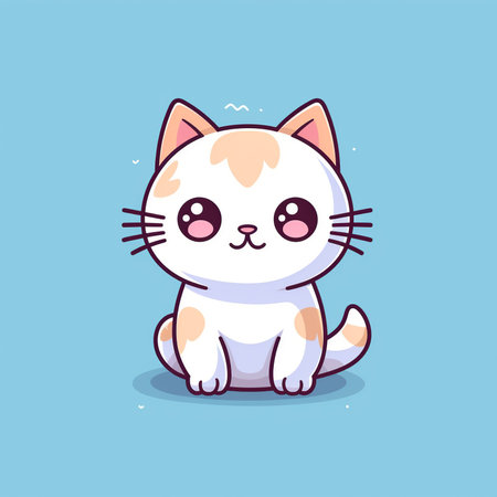 Cute cartoon cat. Vector illustration isolated on a white background.の素材