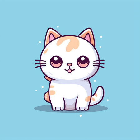 Cute cartoon cat. Kawaii animal character. Vector illustration.の素材