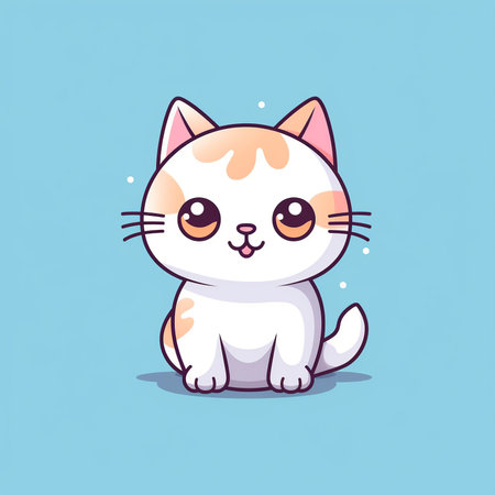 Cute cat vector illustration. Cute cartoon kitty character.の素材