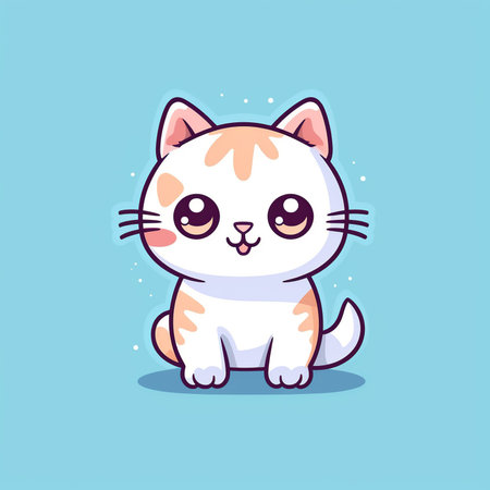 Cute cartoon cat. Cute animal character. Vector illustration.の素材
