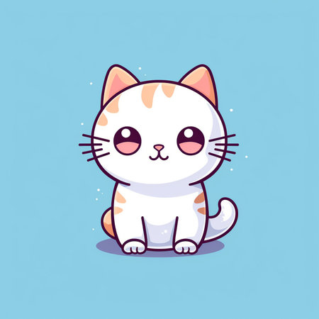 Cute kawaii cat. Vector illustration in cartoon style.の素材