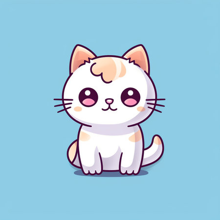 Cute cartoon cat vector illustration. Cute kawaii cat.の素材