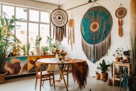 Dreamcatcher in the interior of the room. Boho styleの素材