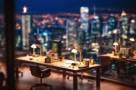 Miniature model of London at night.の素材
