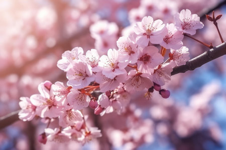 cherry blossom sakura flowers in spring season, nature backgroundの素材