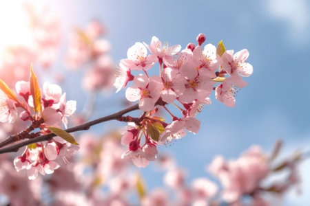 cherry blossom in spring, close-up of pink flowersの素材
