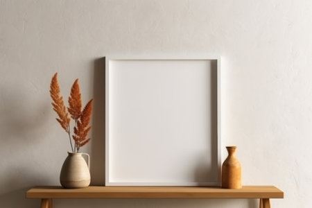 Mock up poster frame in modern interior background, 3d renderの素材