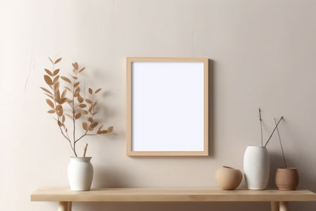 Mock up poster frame in interior, Scandinavian style, 3d renderの素材